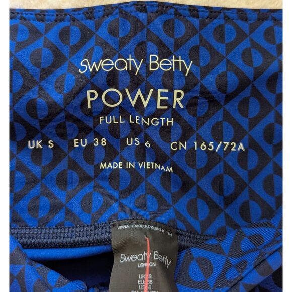 NWT  Sweaty Betty Power Blue Apex Geo Print Full Length Leggings  Sz S - Picture 7 of 9